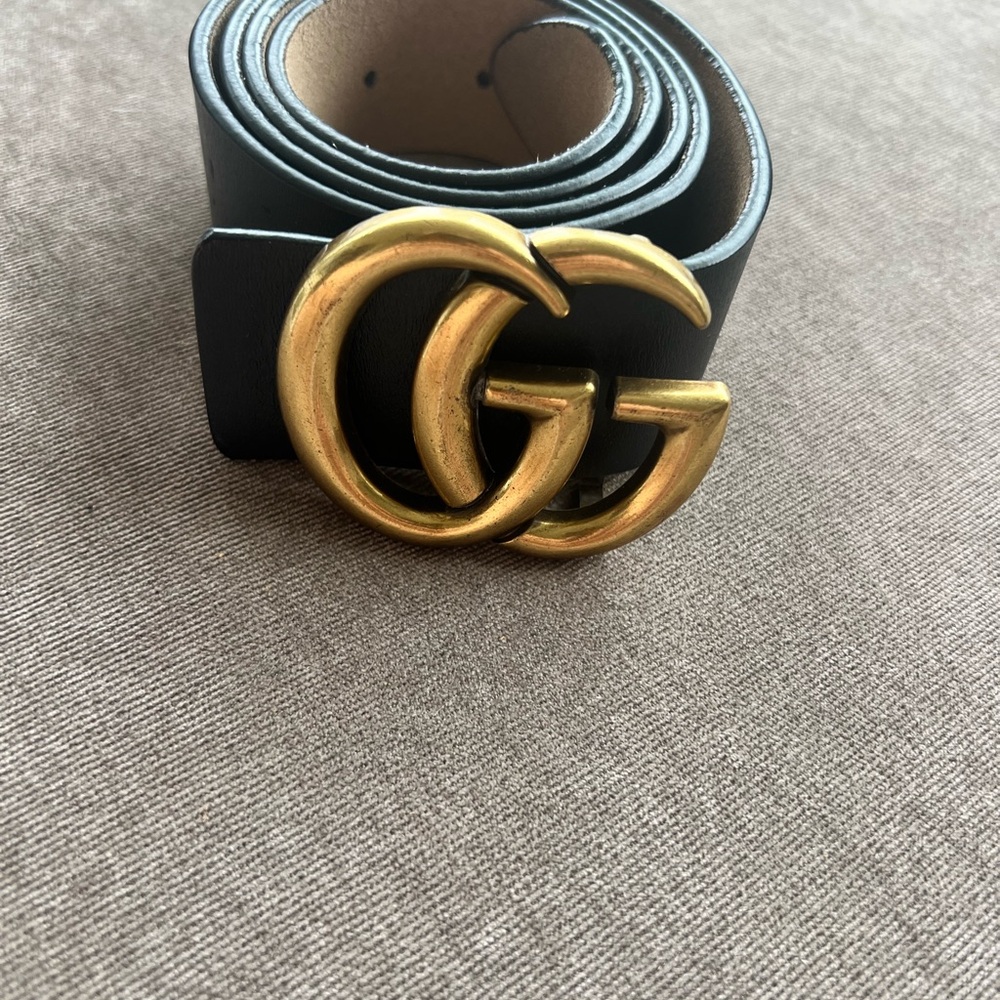 Black Belt with Gold GG Buckle